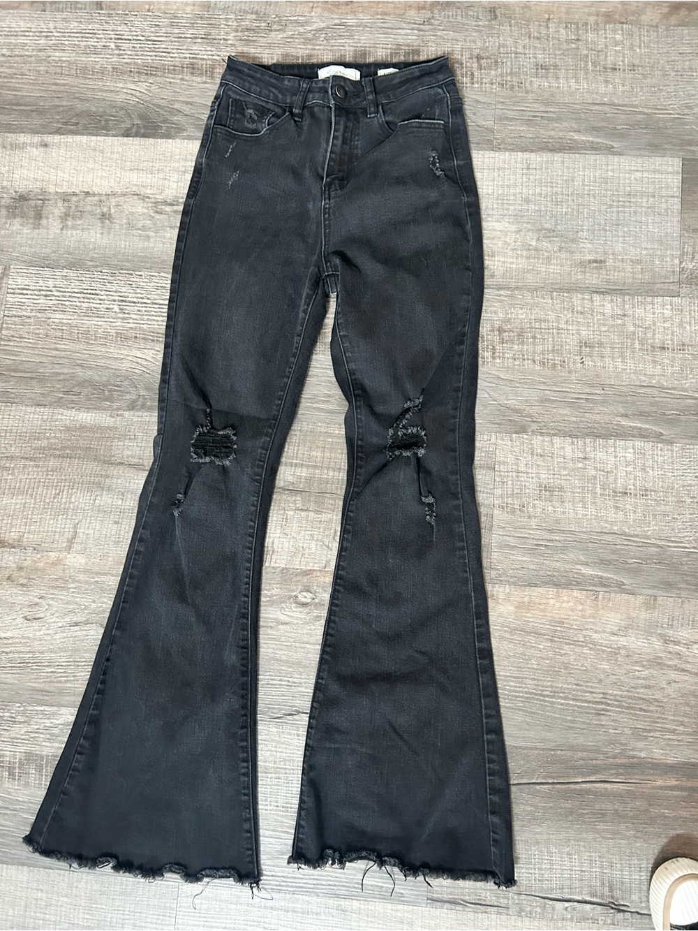 KanCan Black Distressed Flare Jeans